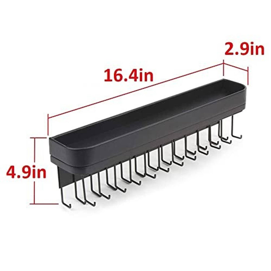 Black wall-mounted necklace holder dimensions: 16.4 in length, 4.9 in width