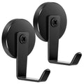Two black magnetic hooks with steel tube bars and screw-mount plate