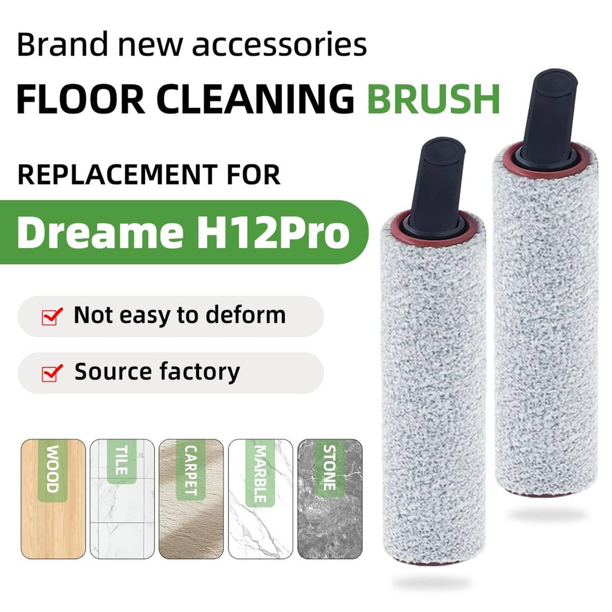 Replacement floor cleaning roller brush accessories with two gray cylinders and black handles