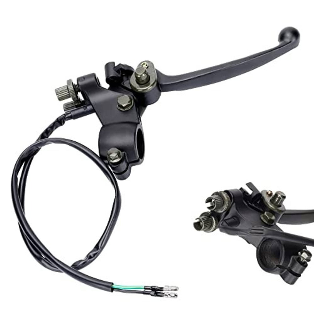 Right brake lever assembly with cable, black handle and silver bolts