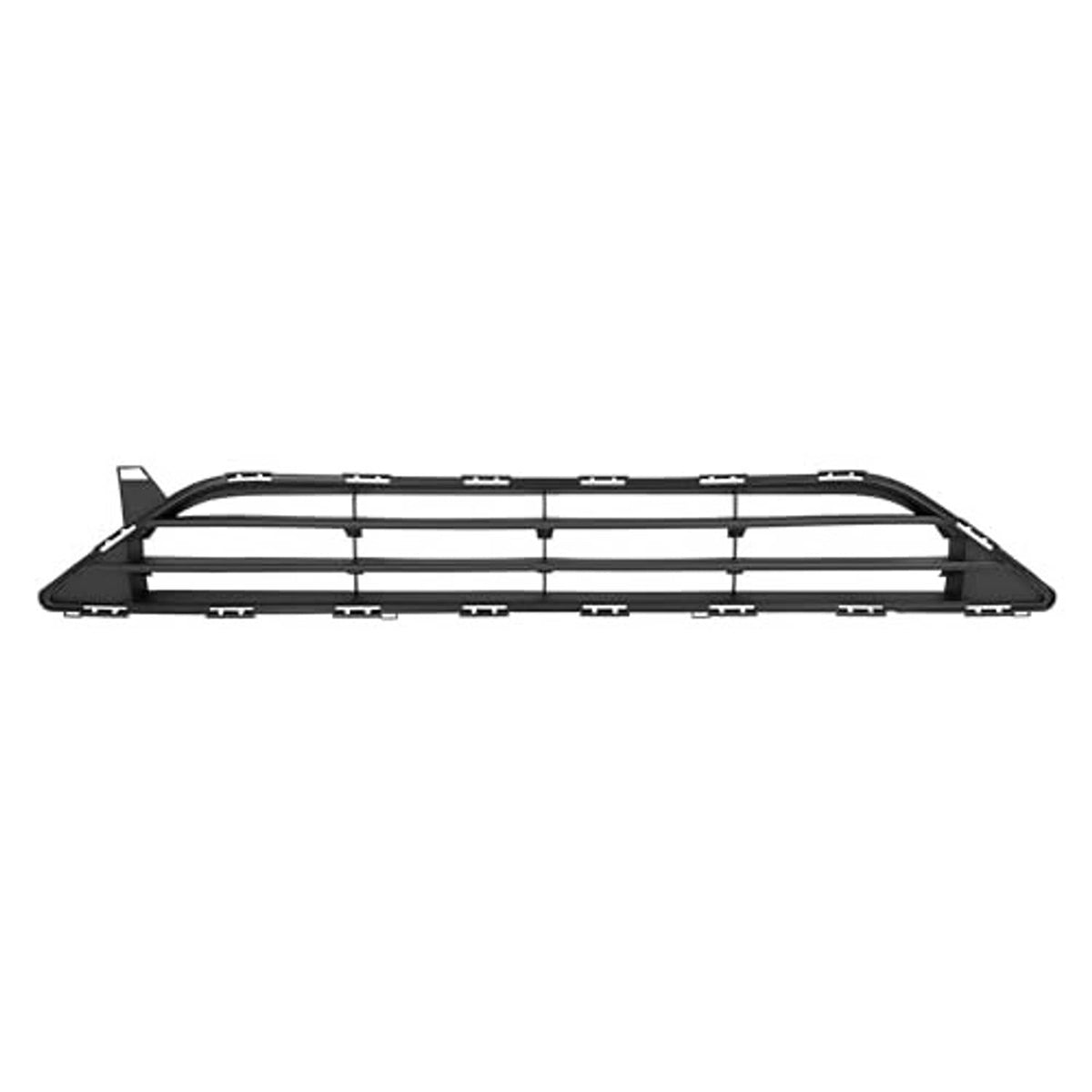 Front bumper lower grille insert with multiple horizontal black slats