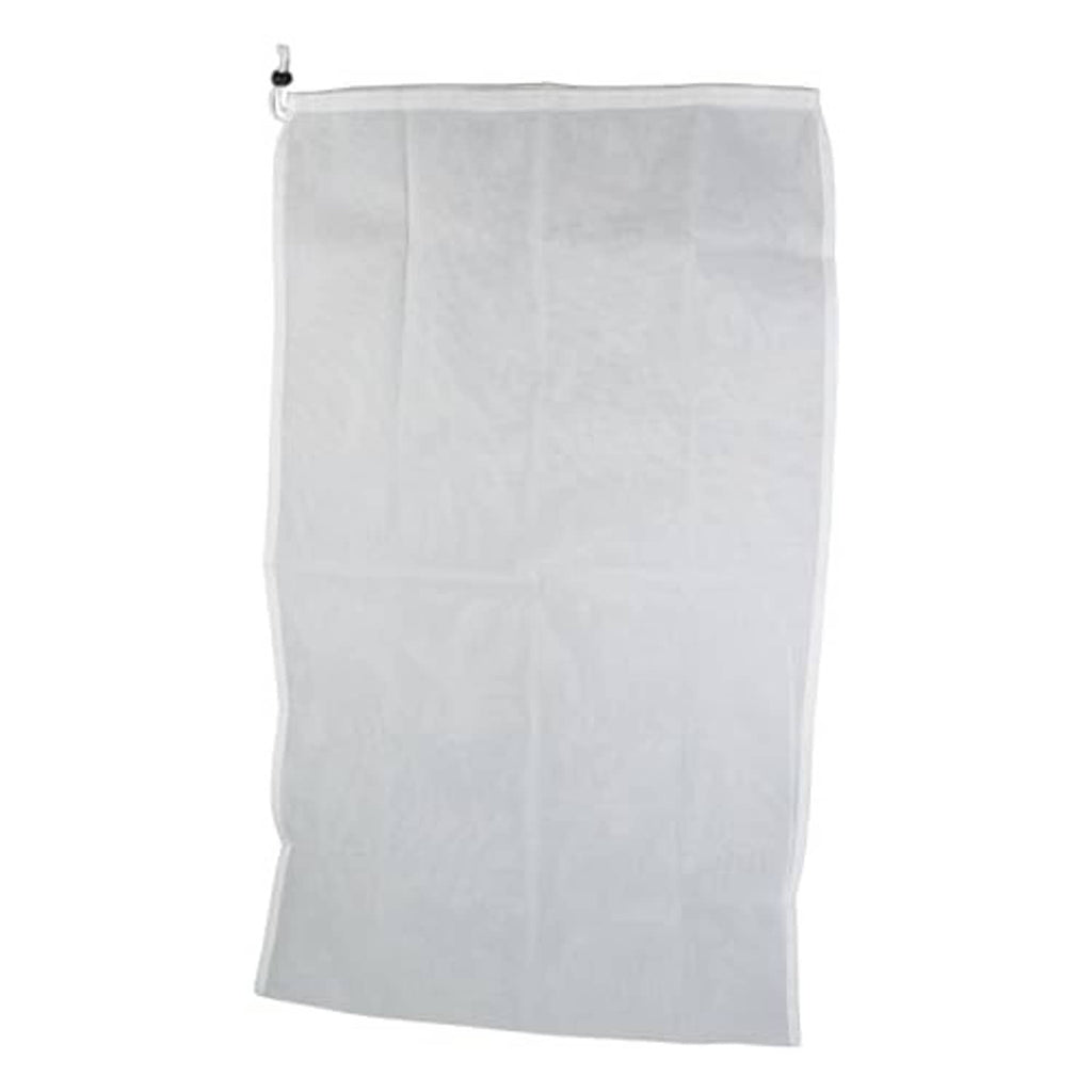 Pool vacuum replacement bag in light gray, with drawstring cord at the top edge.