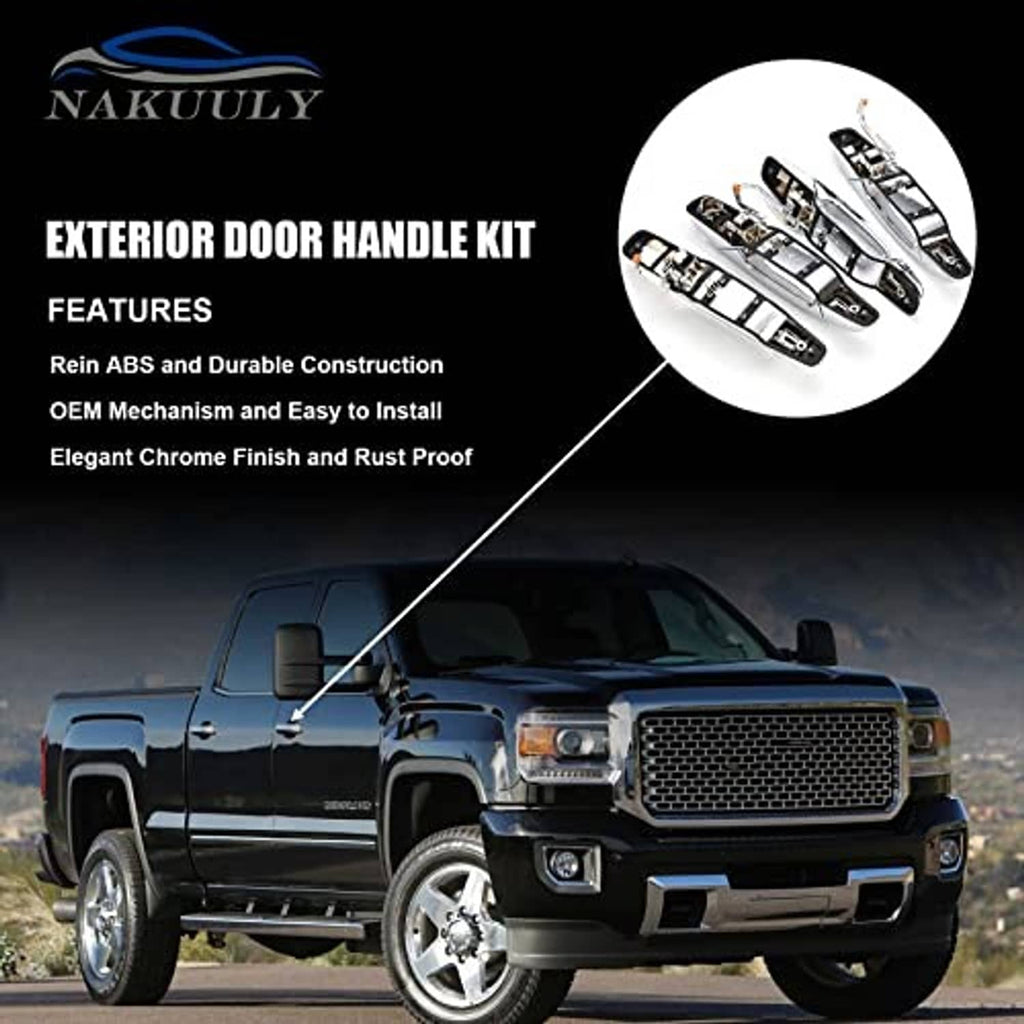 Chrome exterior door handle kit with four polished handles, OEM-style complete set