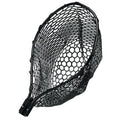 Frabill tangle free rubber replacement hoop net with dark hexagonal mesh, curved frame