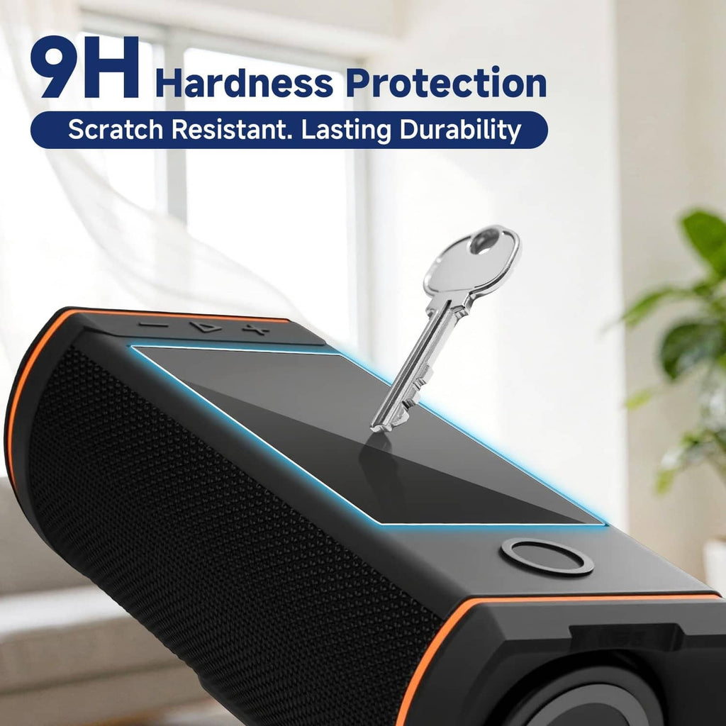 Tempered glass screen protector covering GPS speaker display, smooth clear surface