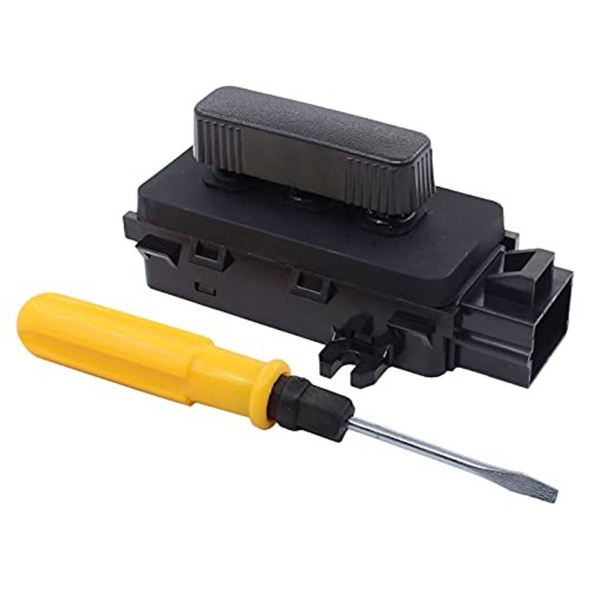 Black 6-way power seat switch module with yellow probe and metal pin