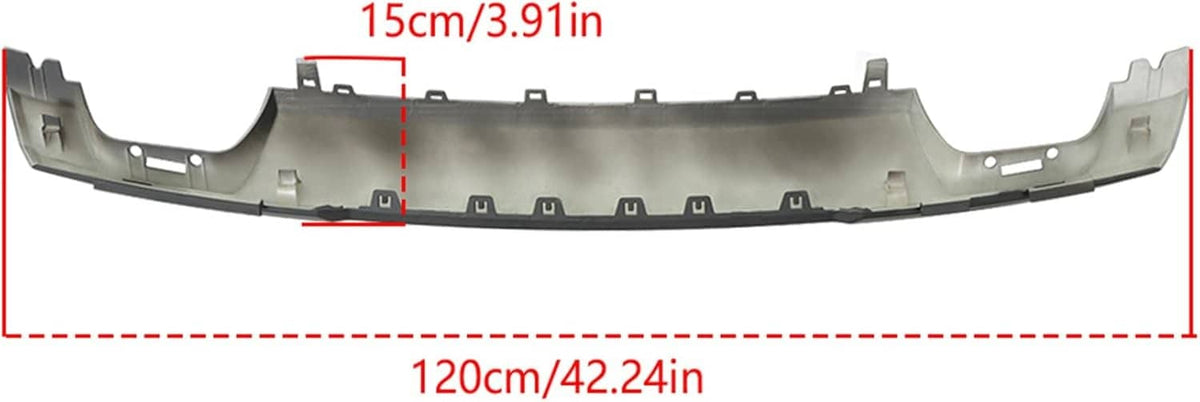 Matte black trim valance underside with mounting slots; 120 cm length