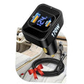 Black car fast charger adapter with LED display, cigarette-lighter plug, coiled cable