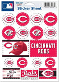 Vinyl sticker sheet with Cincinnati Reds circular logos, cap graphic, and text stickers