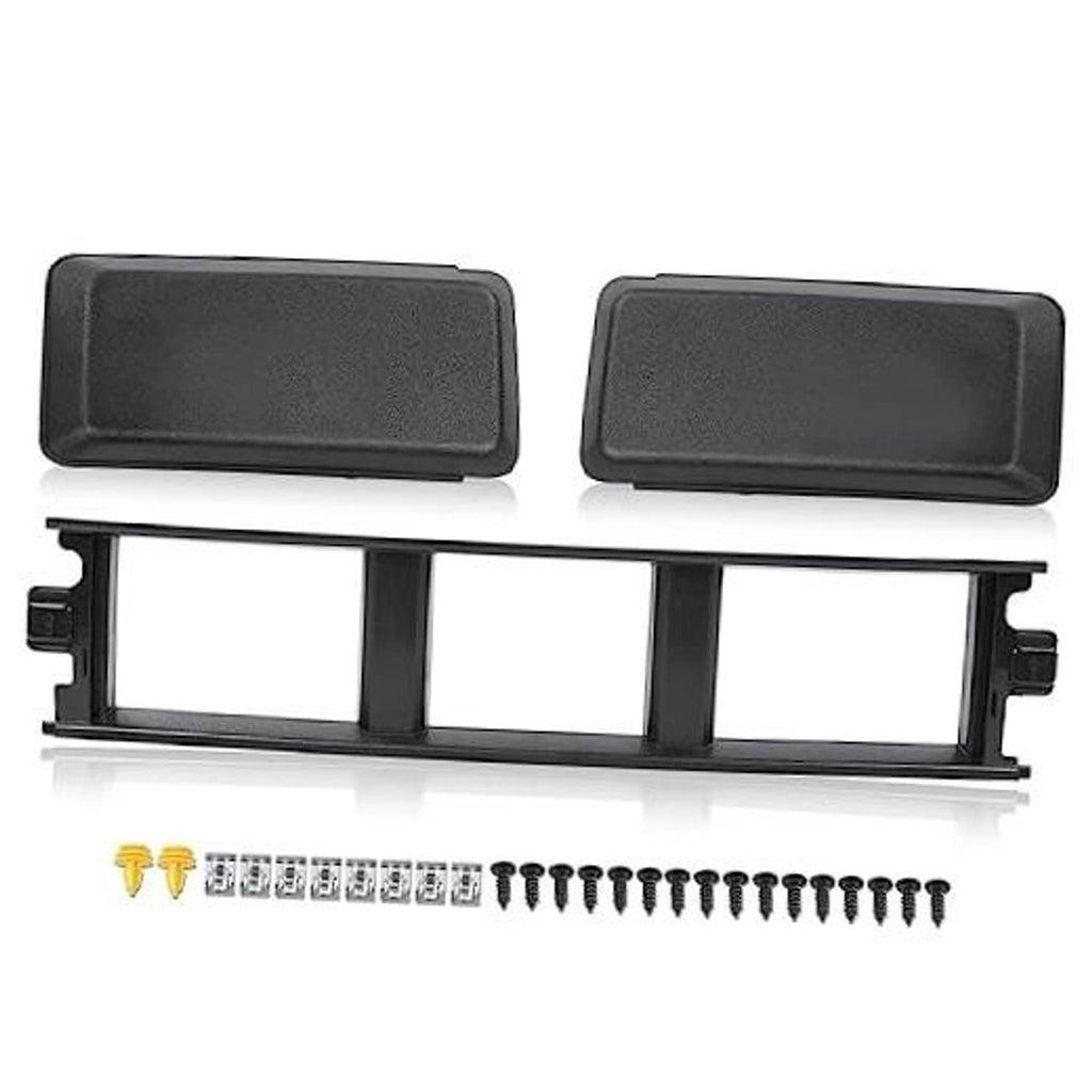 Front bumper lower grille trim panel set with mounting brackets and screws