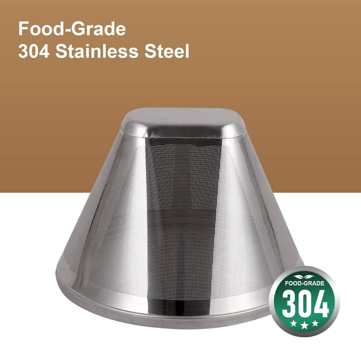 304 stainless steel reusable coffee filter cone with fine mesh screen