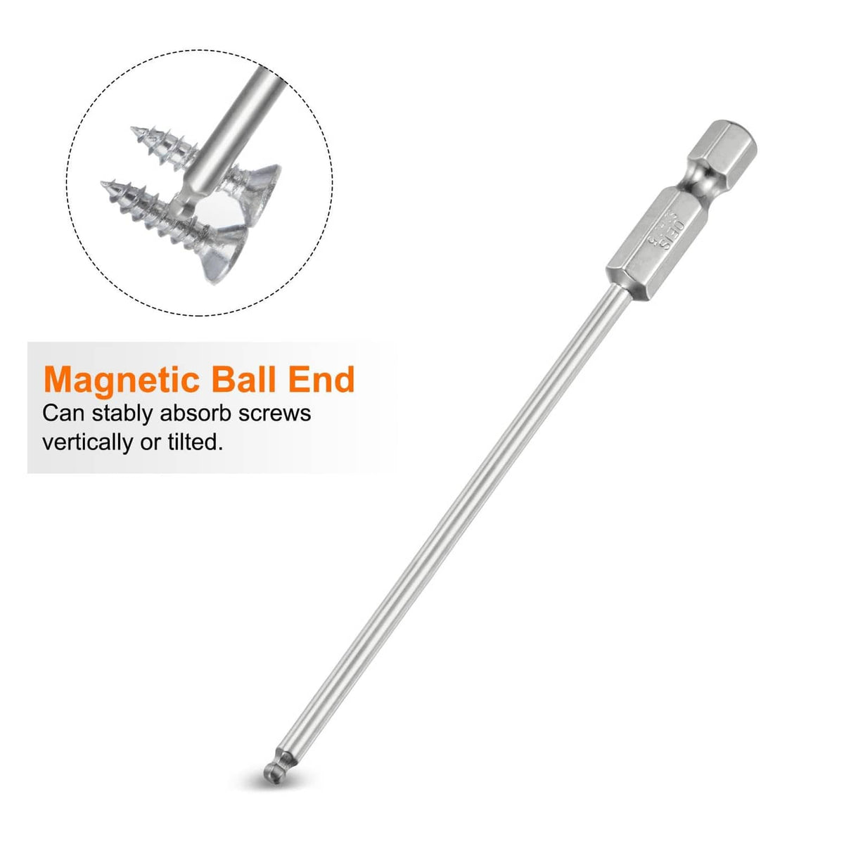 Magnetic ball-end hex screwdriver bits, 100mm, 2-piece set