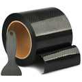 Black RV underbelly repair tape roll with textured finish and tan inner core
