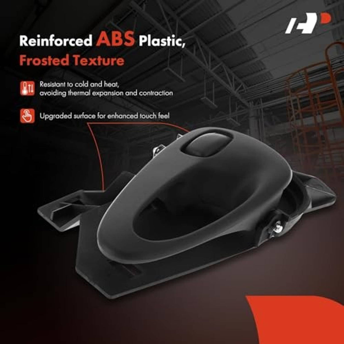 Gray ABS interior door handle with frosted texture for rear left door