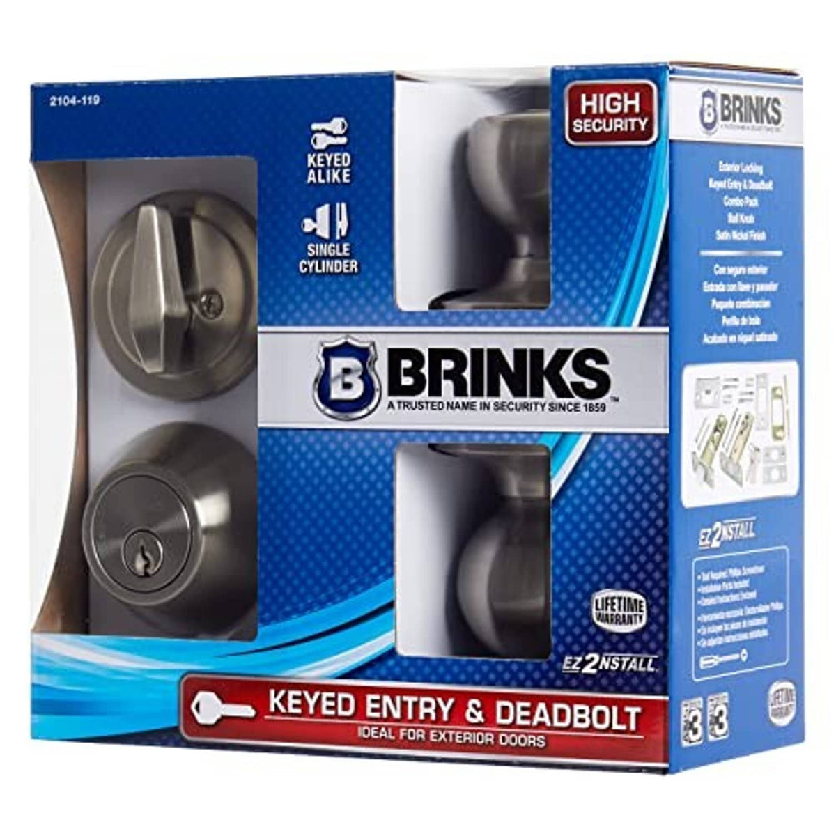 BRINKS keyed entry & deadbolt set box with high security and lifetime warranty
