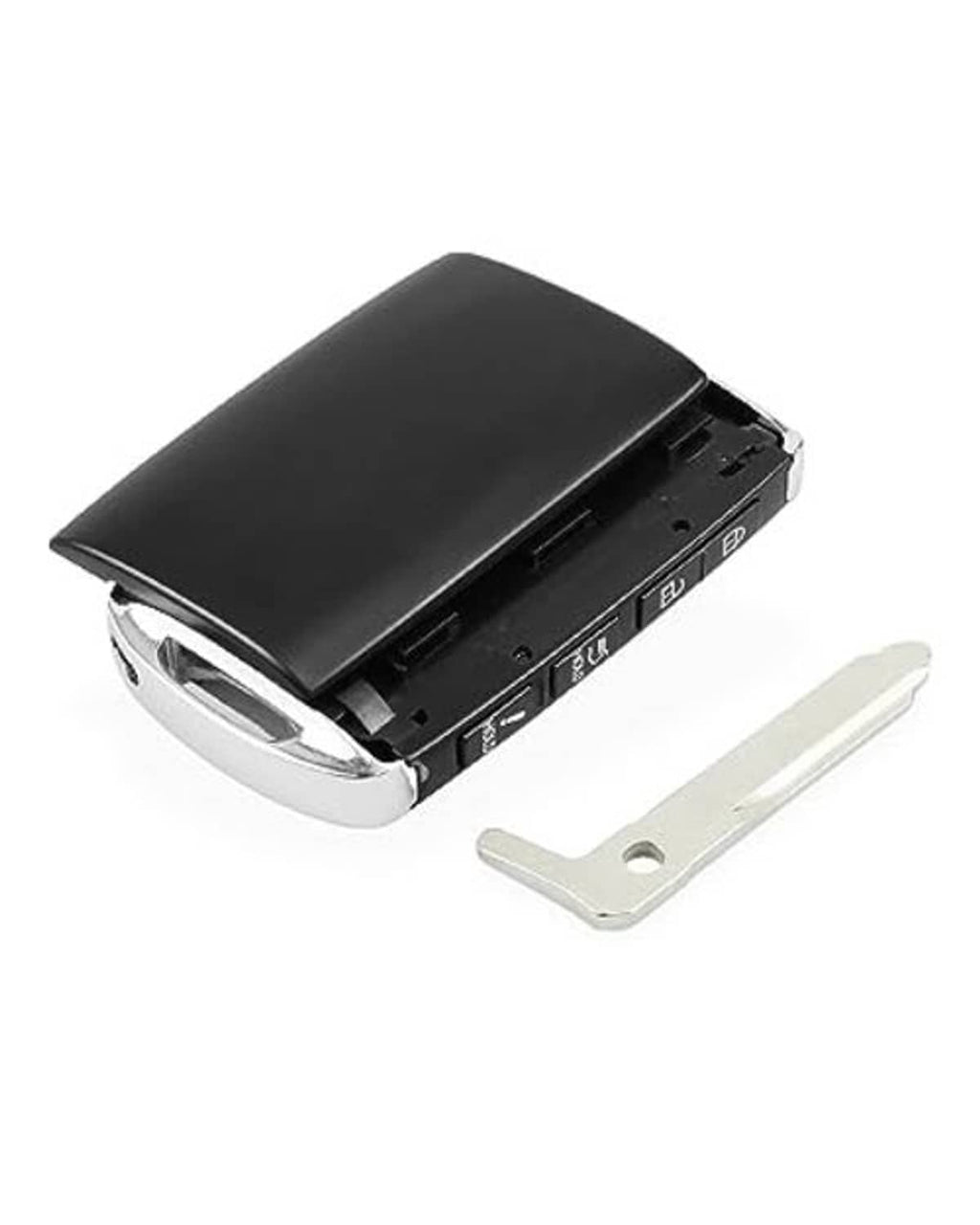 Black remote key fob case shell with chrome bezel and metal key insert