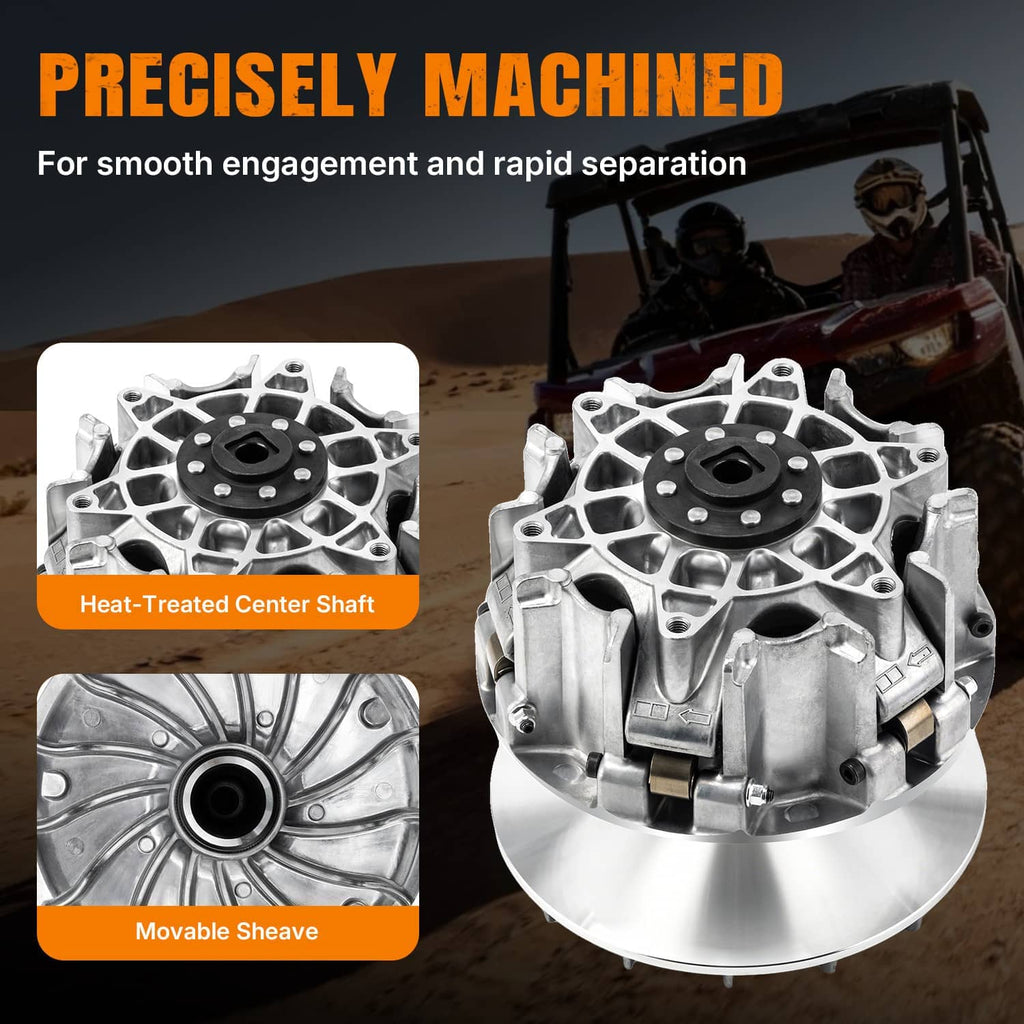 CVT primary drive clutch assembly with machined aluminum cover and pulley disc
