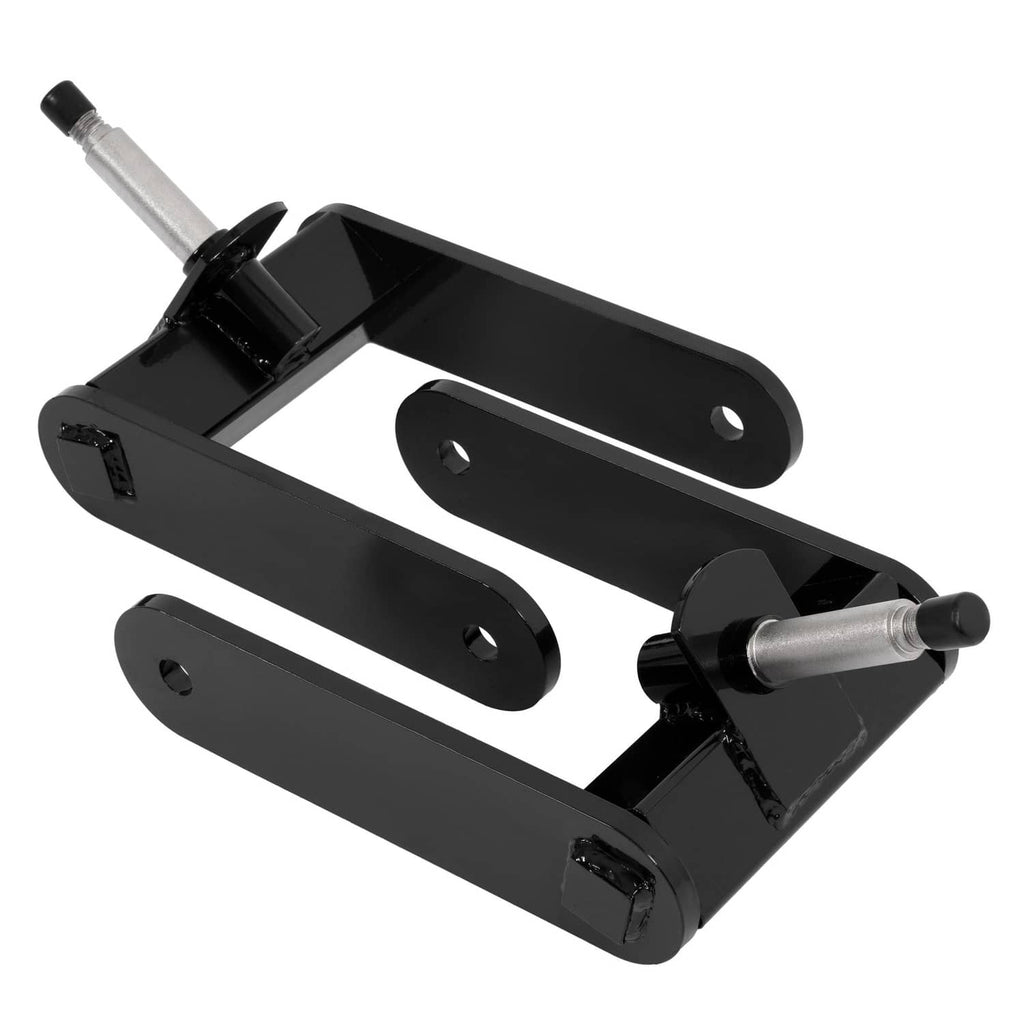 Black mower fork mount set with wide base plate and two side bracket arms