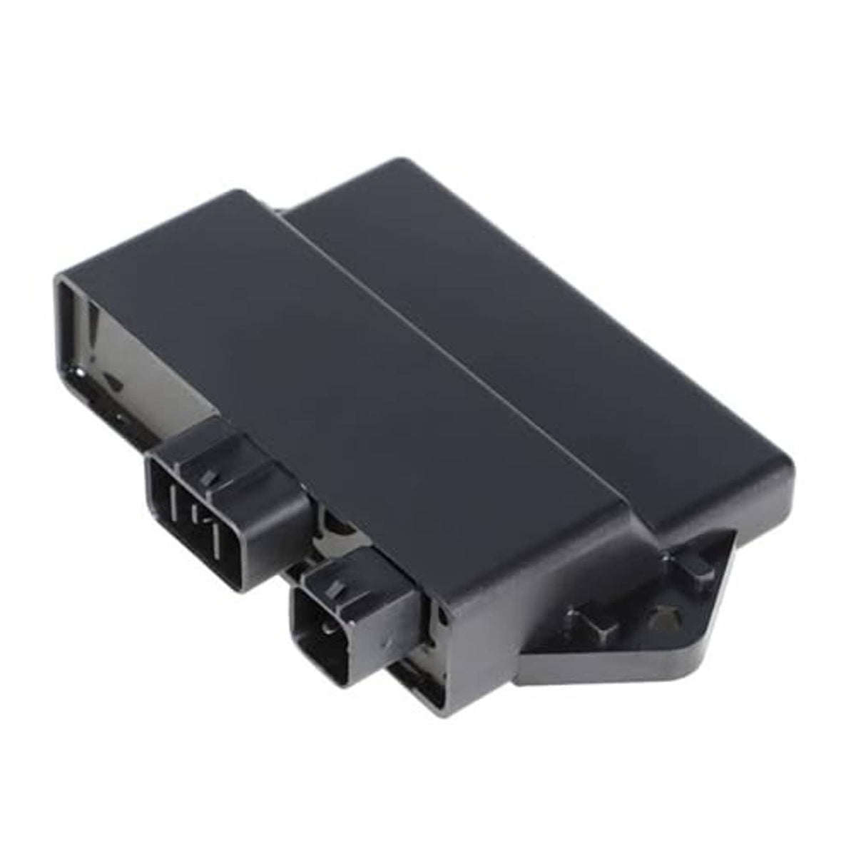 Black ignition CDI control unit with multi-connector ports and side bracket