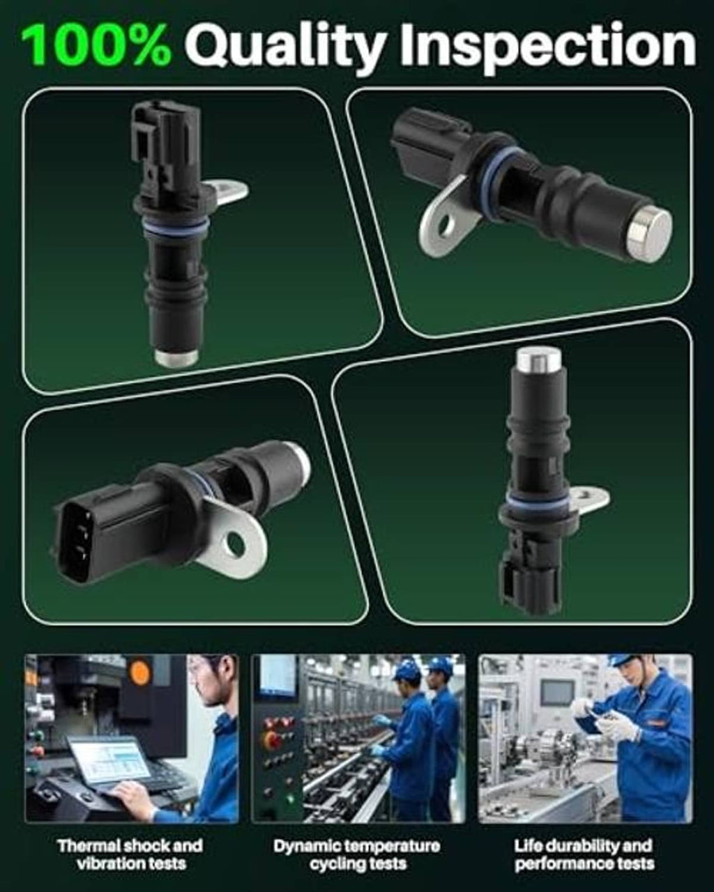 Camshaft position sensor with blue seal ring, mounting flange, and plug electrical connector
