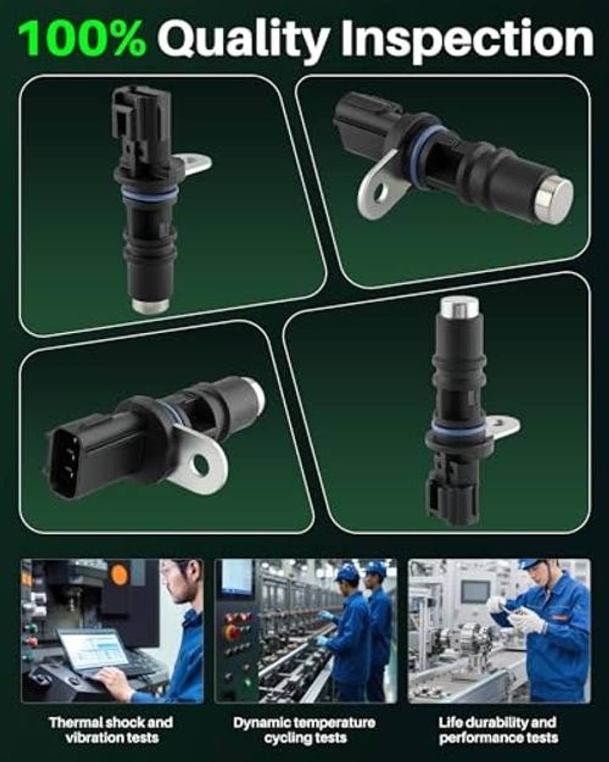 Camshaft position sensor with blue seal ring, mounting flange, and plug electrical connector