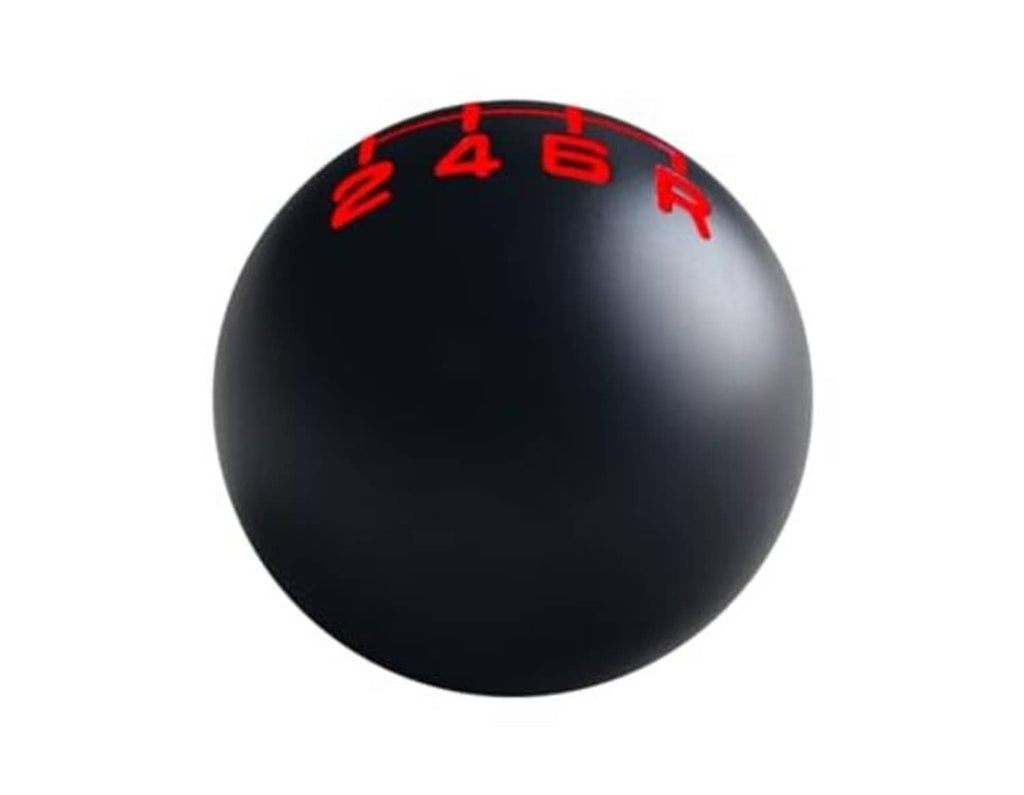 Black 6-speed shift knob with red gear numbers 2,4,6 and R