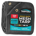 Black heavy duty mesh shade tarp roll with reinforced edges and brass grommets