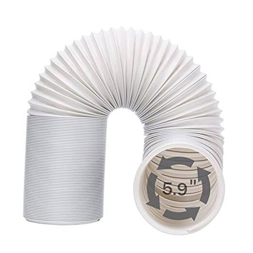 White corrugated portable air conditioner exhaust hose with 5.9 in diameter connector