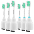 Pack of 6 replacement toothbrushes with white handles and green bristles