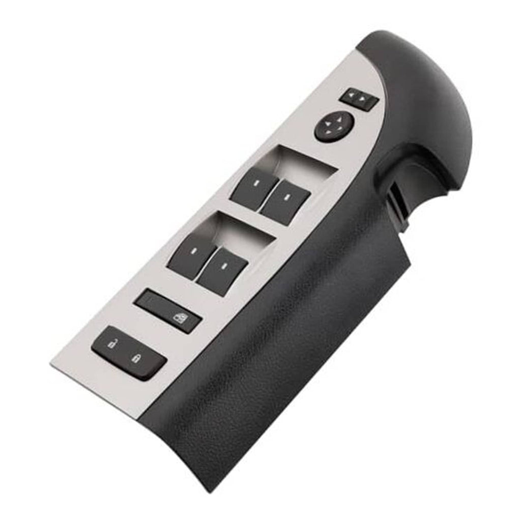 Black power window switch panel with mirror controls and four window buttons
