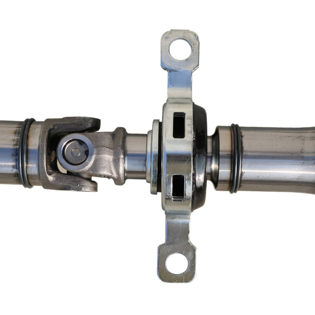 Rear driveshaft prop shaft U-joint carrier with black boots and steel yokes