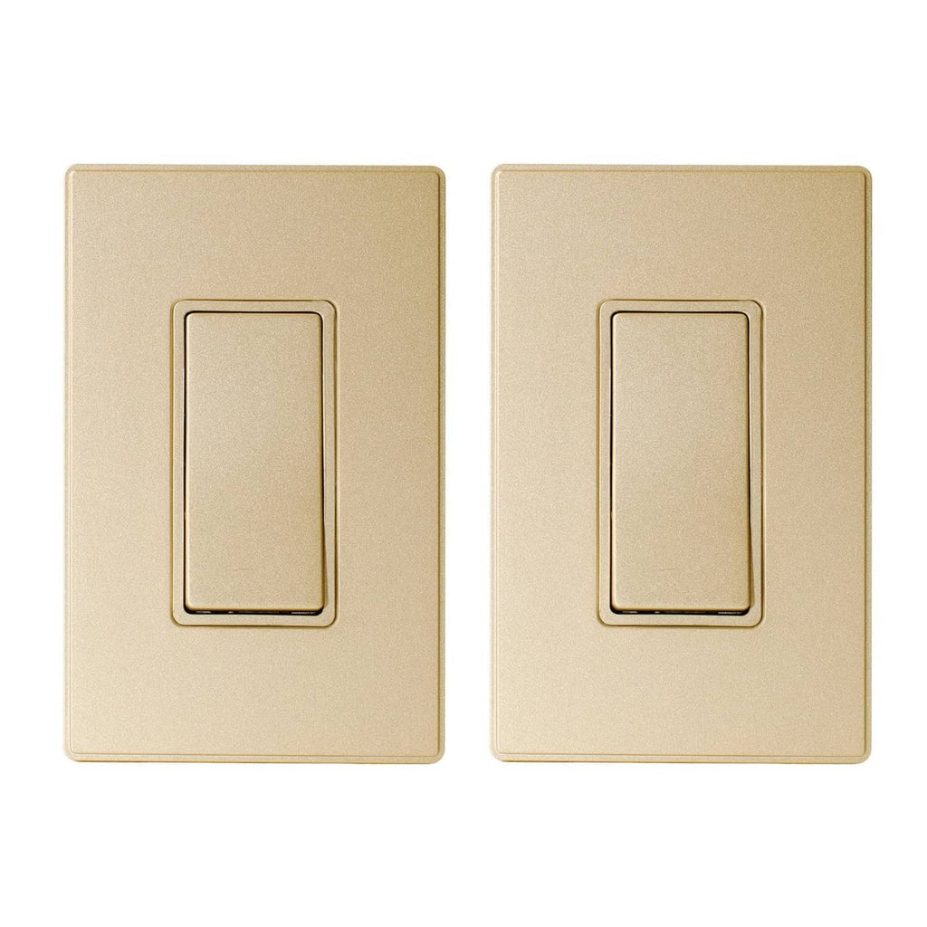 Champagne gold single-pole wall switch plate with rectangular rocker, matte finish