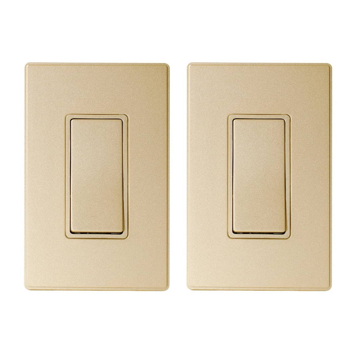 Champagne gold single-pole wall switch plate with rectangular rocker, matte finish