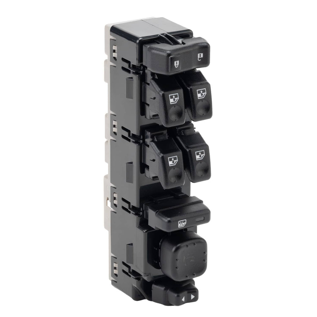 Power window switch module rear view with mounting clips and electrical connectors