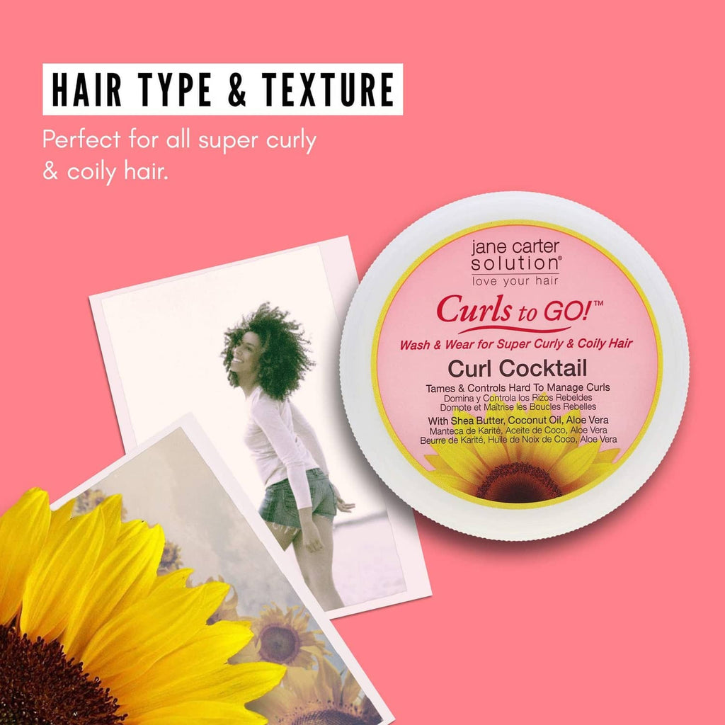 Curl Cocktail cream tub with pink-and-yellow lid label for curly hair