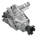 Aluminum transfer case assembly with output yoke and mounting bracket, metallic finish