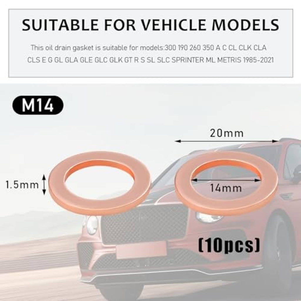 14mm copper oil drain plug gasket washers, round rings with center holes, 1.5mm thick