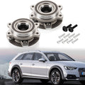 Front wheel hub bearing assembly pair with mounting flanges and included hardware
