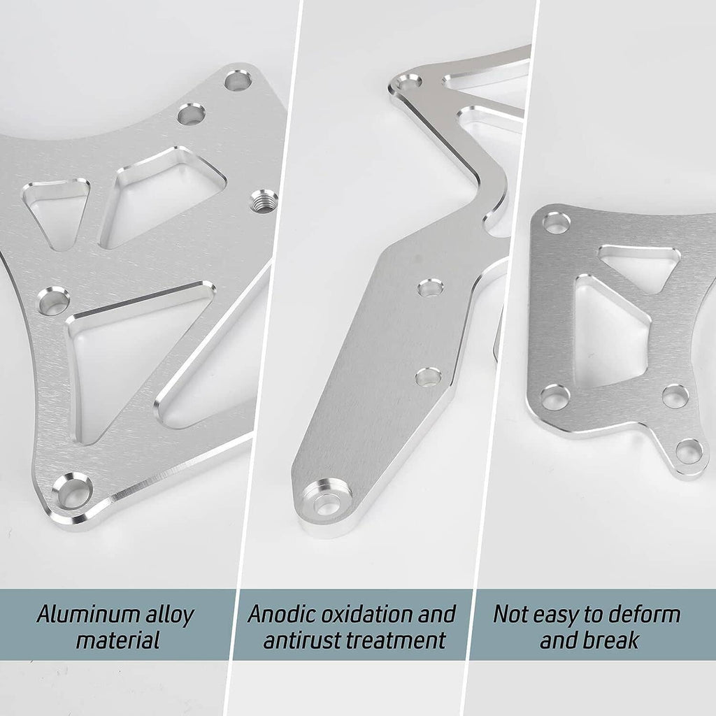 Silver aluminum bracket pair with mounting holes and cutout reinforcement plates