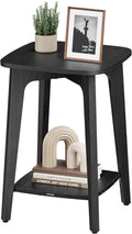 VASAGLE 2-tier side table, dark square top, tapered legs, and lower shelf