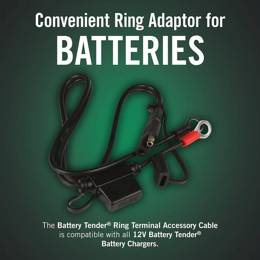 Ring terminal adapter cable for battery terminals with red ring lug and quick-disconnect plug