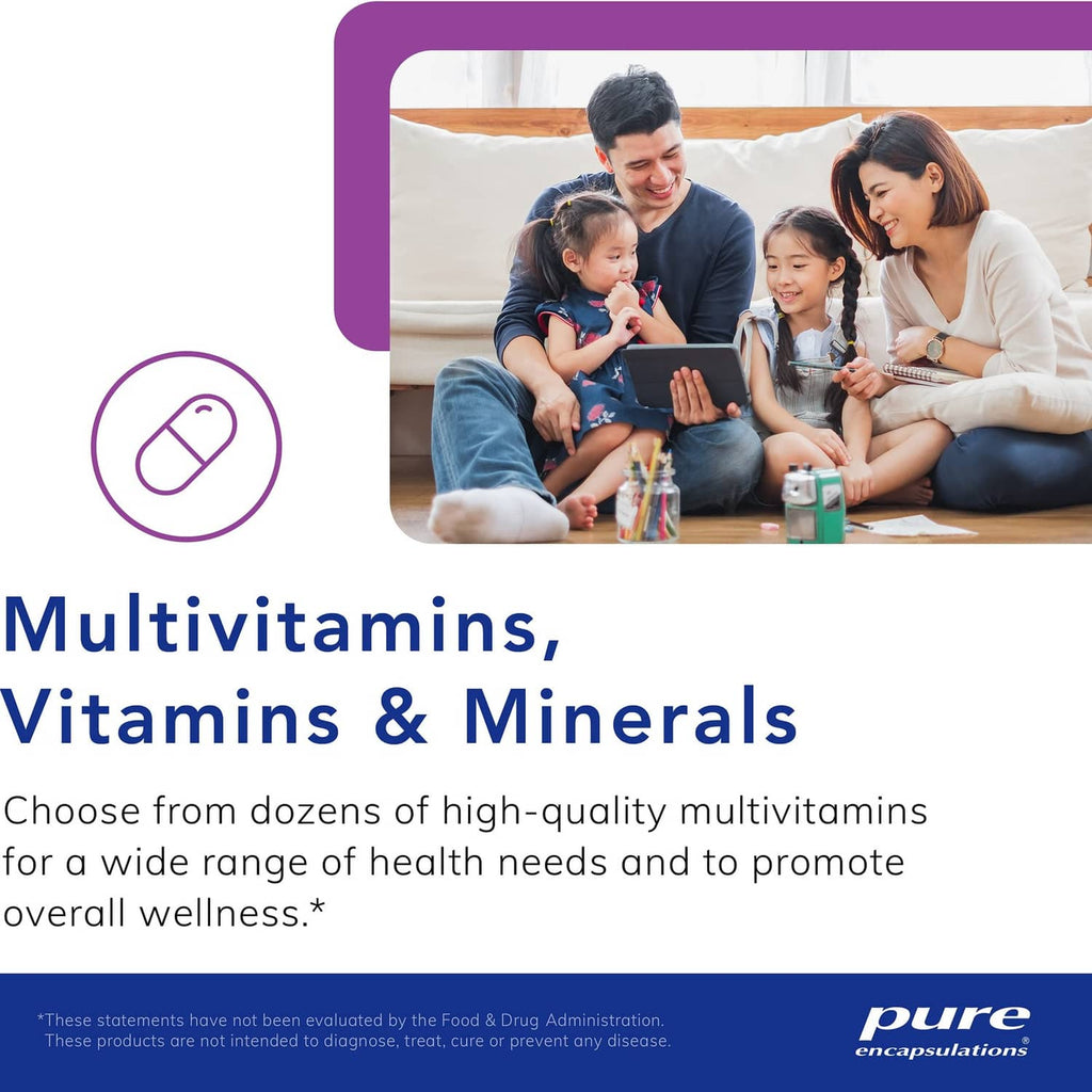 Multivitamins, Vitamins & Minerals lifestyle marketing graphic with family scene