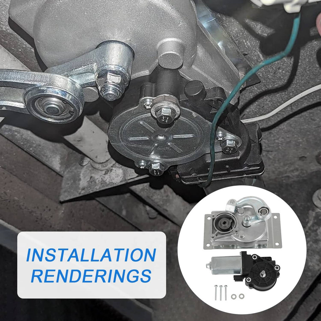 RV step motor linkage close-up with wiring and mounting bolts