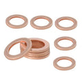Copper oil drain plug crush washer gasket set, round with center hole