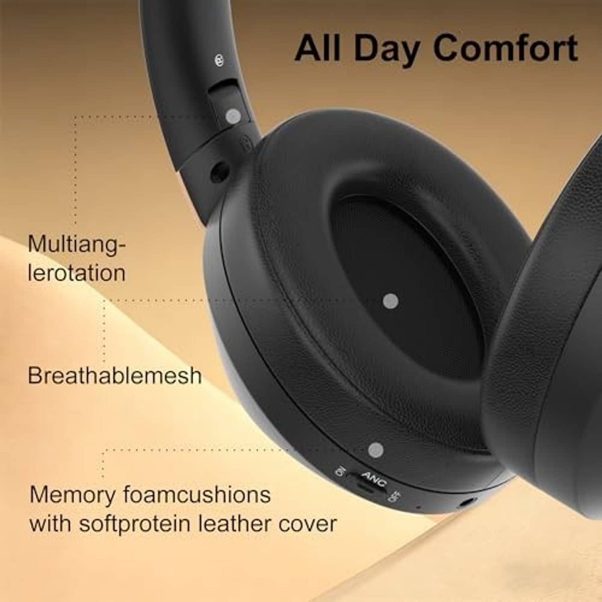 Black over-ear headphones with padded ear cups and adjustable headband