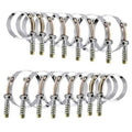 Stainless steel T-bolt hose clamps set with reinforcement springs, 16-pack