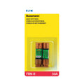 Bussmann FRN-R dual element fuses, 30A 250V, brass-colored cartridges in blister pack