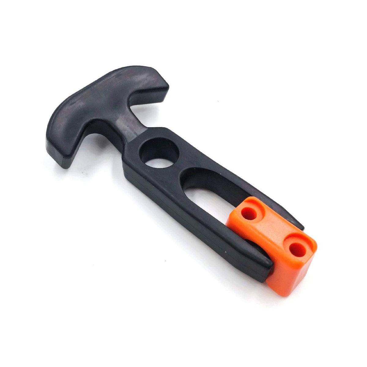 Single black cooler latch handle with orange end insert for replacement