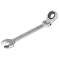 6mm flex-head ratcheting combination wrench with 12-point box end, silver