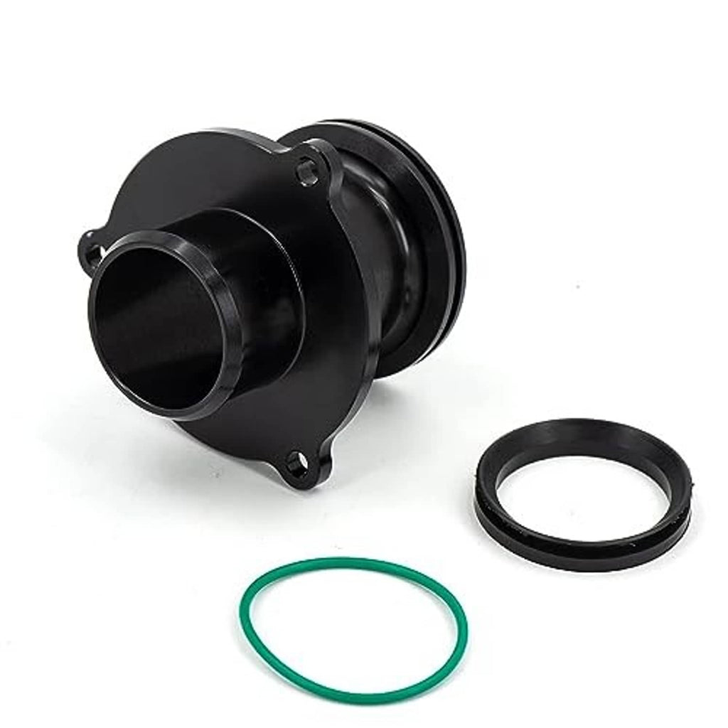 Turbo muffler delete pipe kit: black flange adapter with gasket ring and sealing O-ring